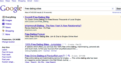 you need a good choice of keywords to produce the results for free dating sites