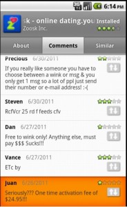 Zoosk mobile dating user comment